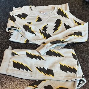 Hanna Anderson Light Blue Lightning Bolt Sweatshirt and Pants Set, 10